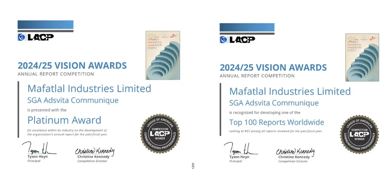 Mafatlal Industries ranks among top 100 global reports at 2024/25 LACP Vision Awards